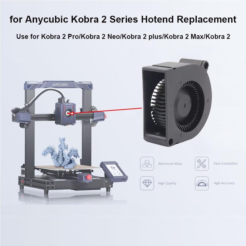 HzdaDeve مروحة دفع هواء محورية 24 فولت 5020 لمبرد الحرارة لمجموعة Anycubic Kobra 3 / Kobra 2 Neo / Kobra 2 Pro / Kobra 2 Plus / Kobra 2 Max / Kobra 2 ملحقات طابعة ثلاثية الأبعاد (عبوة من 2)  - Image 5